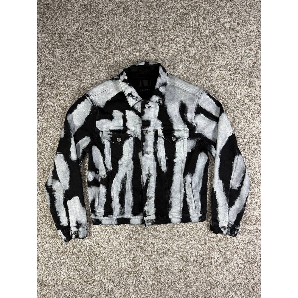 RTA Black White Elmer Denim Jacket Men's Size Small Itallian Fabric